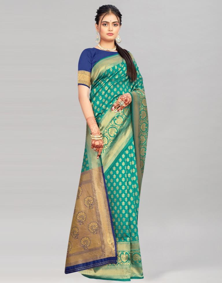 Rama Green Weaving Silk Saree