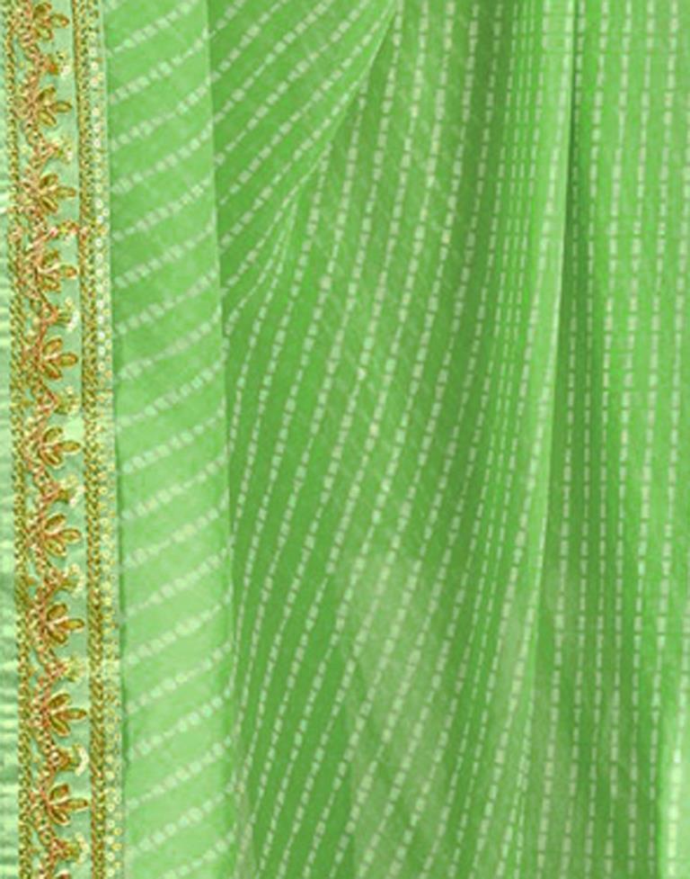 Light Green Leheriya Printed Georgette Saree | Sudathi