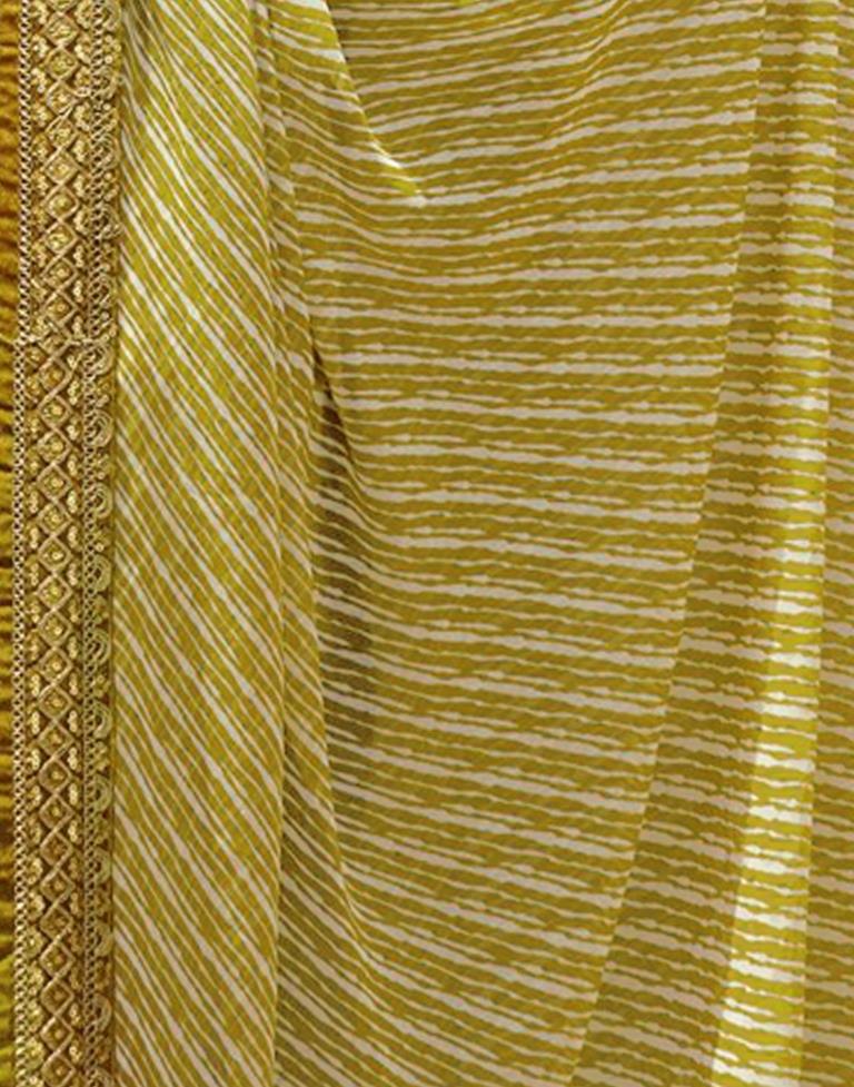 Mahendi Green Leheriya Printed Georgette Saree | Sudathi