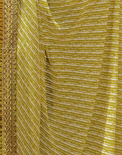 Mahendi Green Leheriya Printed Georgette Saree | Sudathi