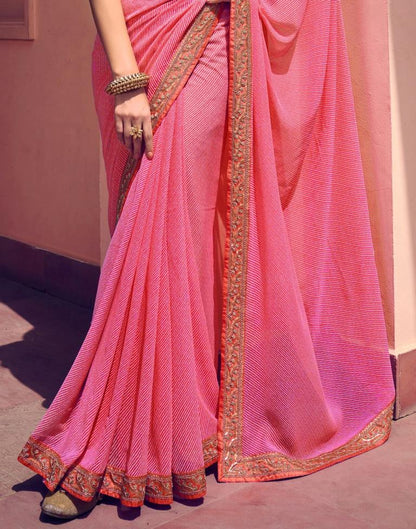 Light Pink Leheriya Printed Georgette Saree | Sudathi