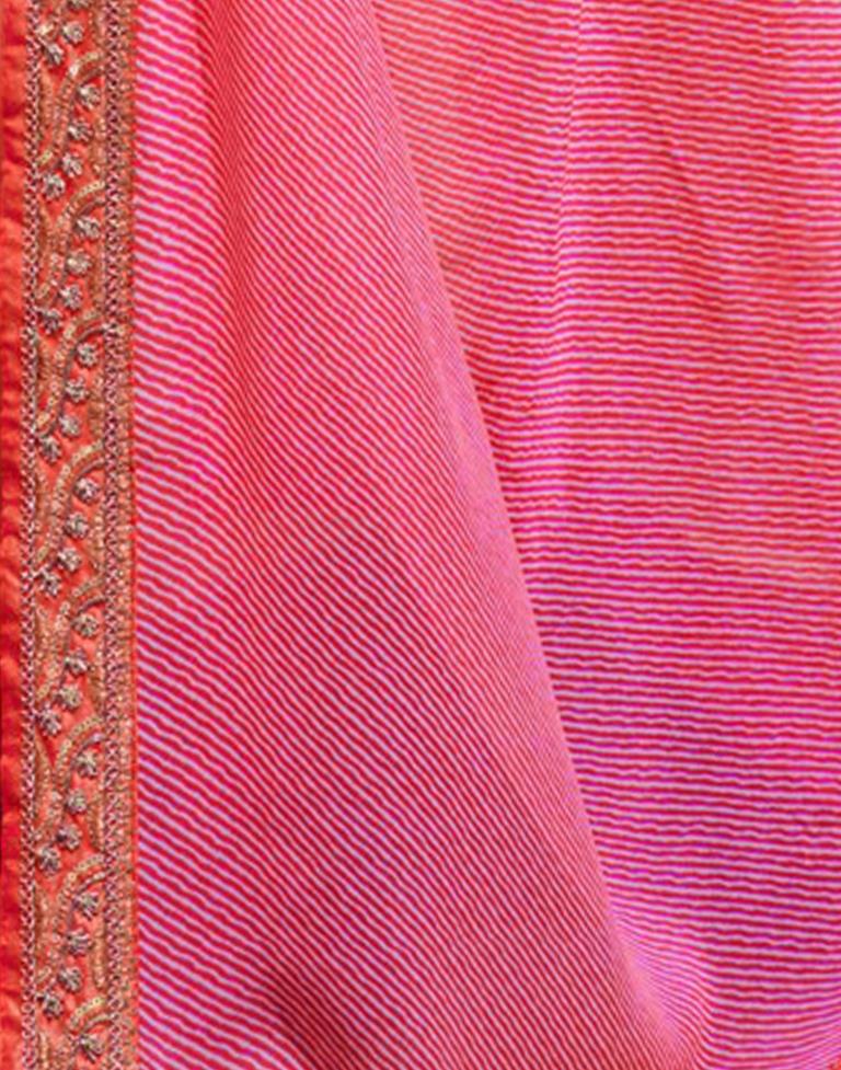 Light Pink Leheriya Printed Georgette Saree | Sudathi