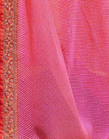 Light Pink Leheriya Printed Georgette Saree | Sudathi