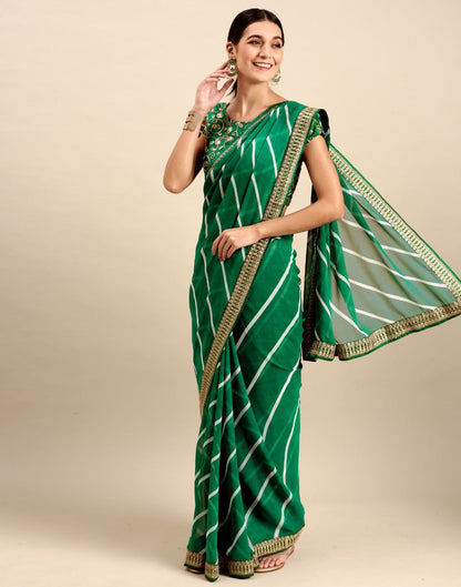 Green Leheriya Printed Georgette Saree | Sudathi