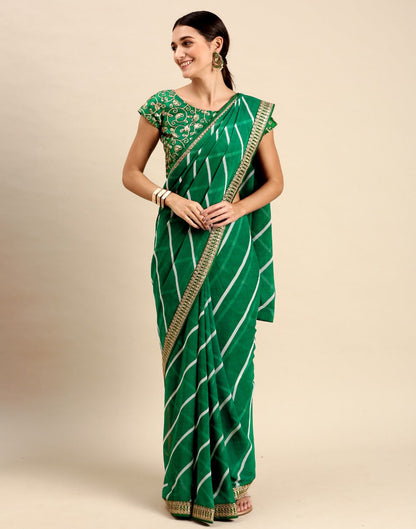 Green Leheriya Printed Georgette Saree | Sudathi