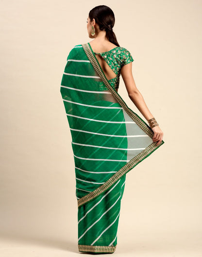 Green Leheriya Printed Georgette Saree | Sudathi