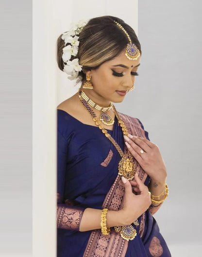 Navy Blue Weaving Silk Saree