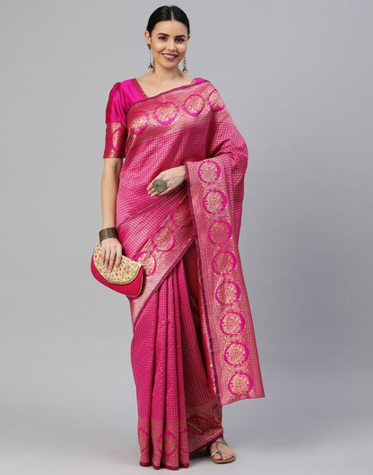 Hot Pink Weaving Silk Saree
