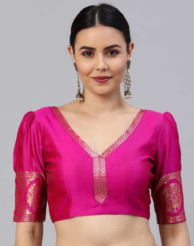 Hot Pink Weaving Silk Saree