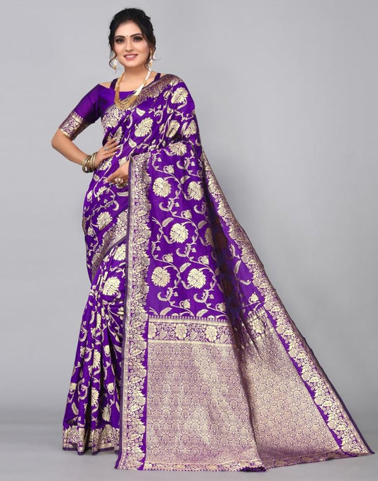 Purple Weaving Silk Saree