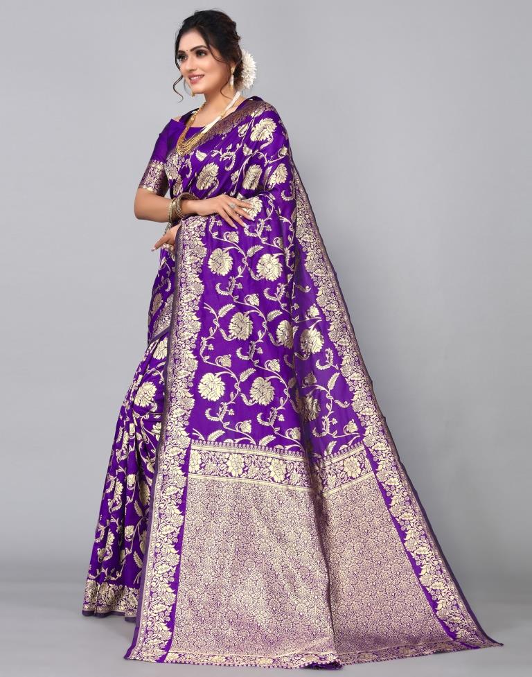 Purple Weaving Silk Saree