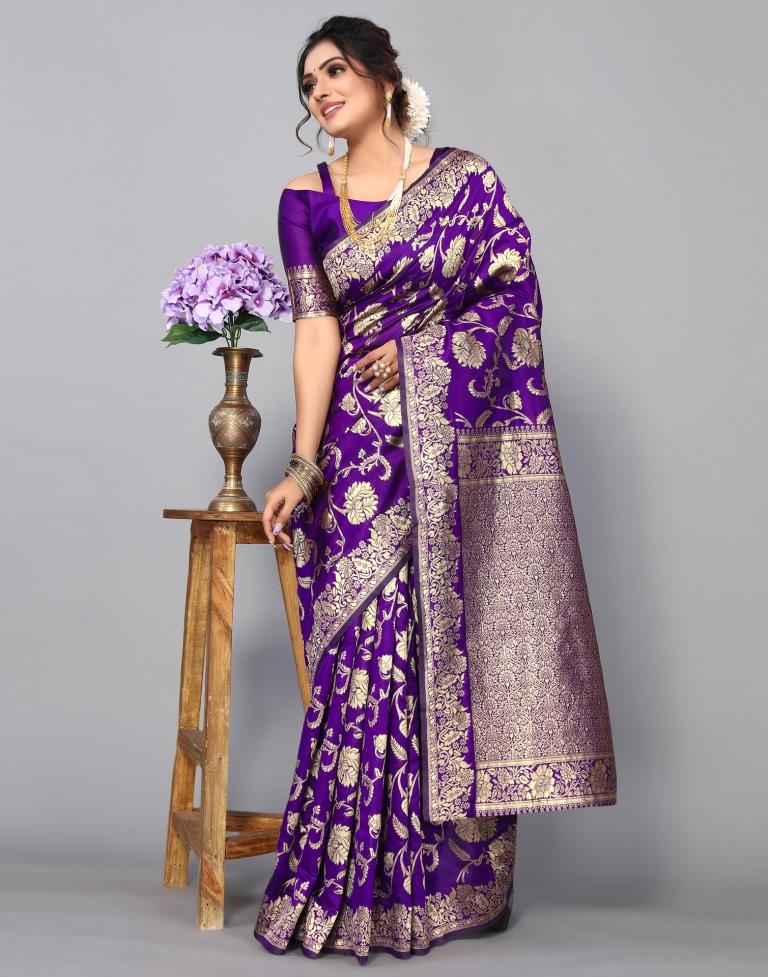 Purple Weaving Silk Saree