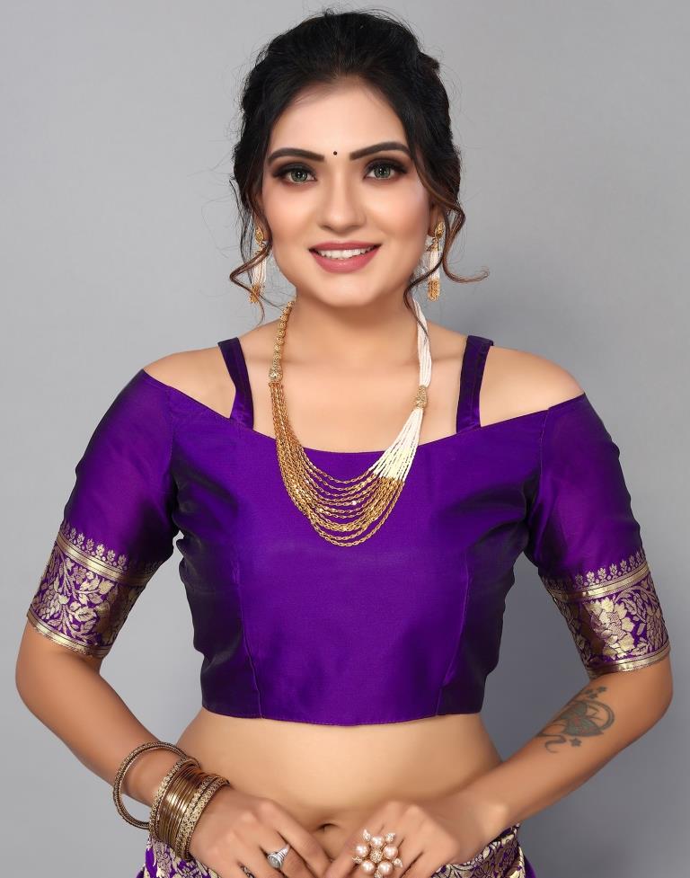 Purple Weaving Silk Saree