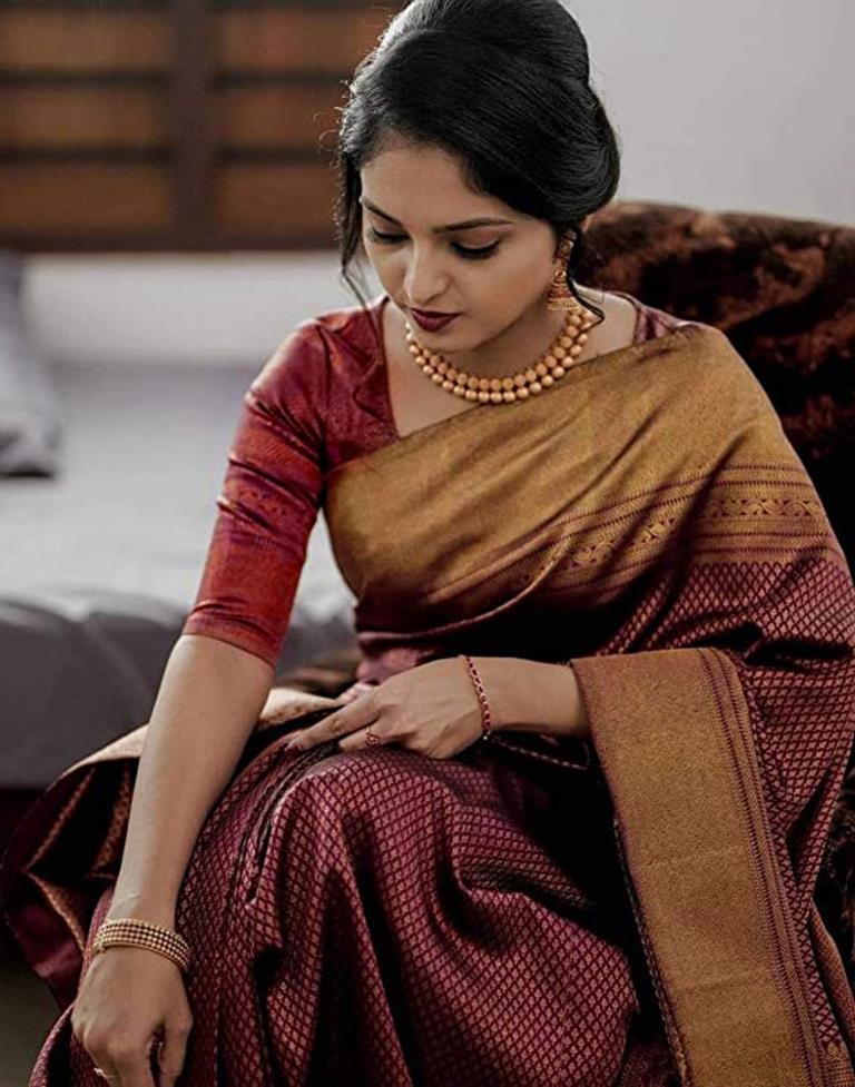 Brown Banarasi Silk Saree | Sudathi