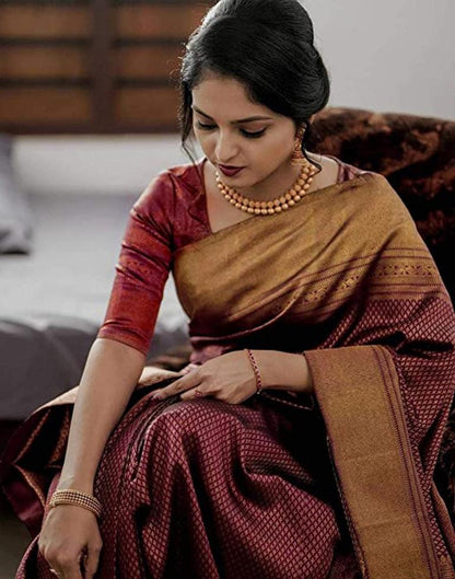 Brown Banarasi Silk Saree | Sudathi