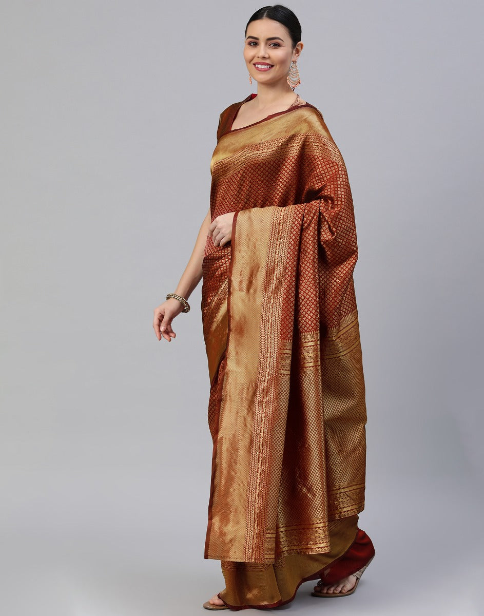 Brown Banarasi Silk Saree | Sudathi