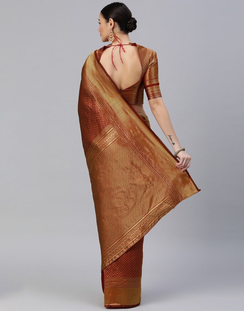 Brown Banarasi Silk Saree | Sudathi