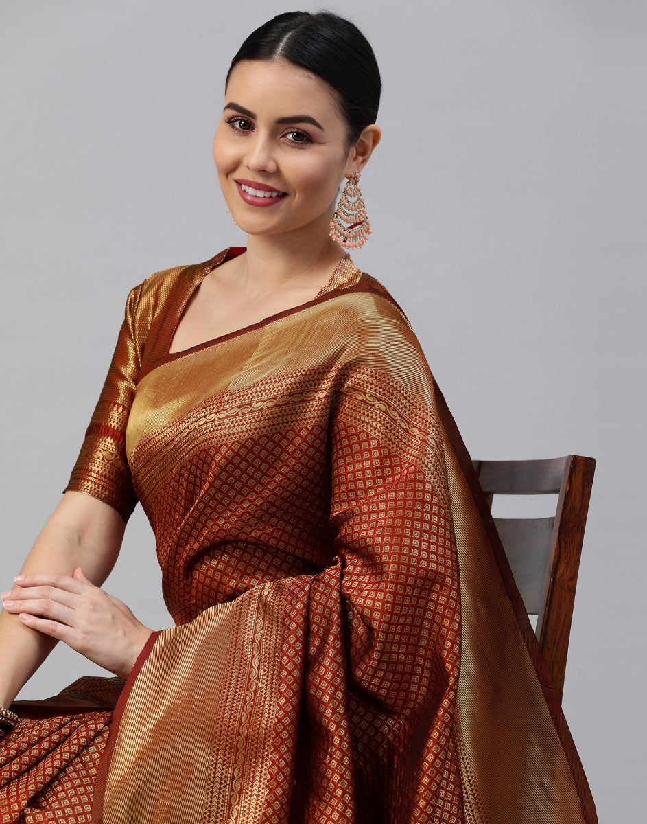 Brown Banarasi Silk Saree | Sudathi