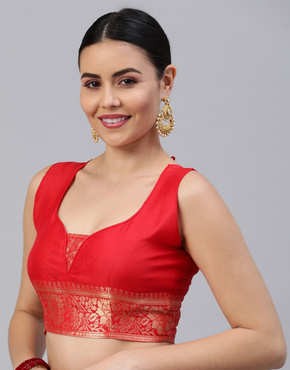 Red And Golden Banarasi Jacquard Saree | Sudathi