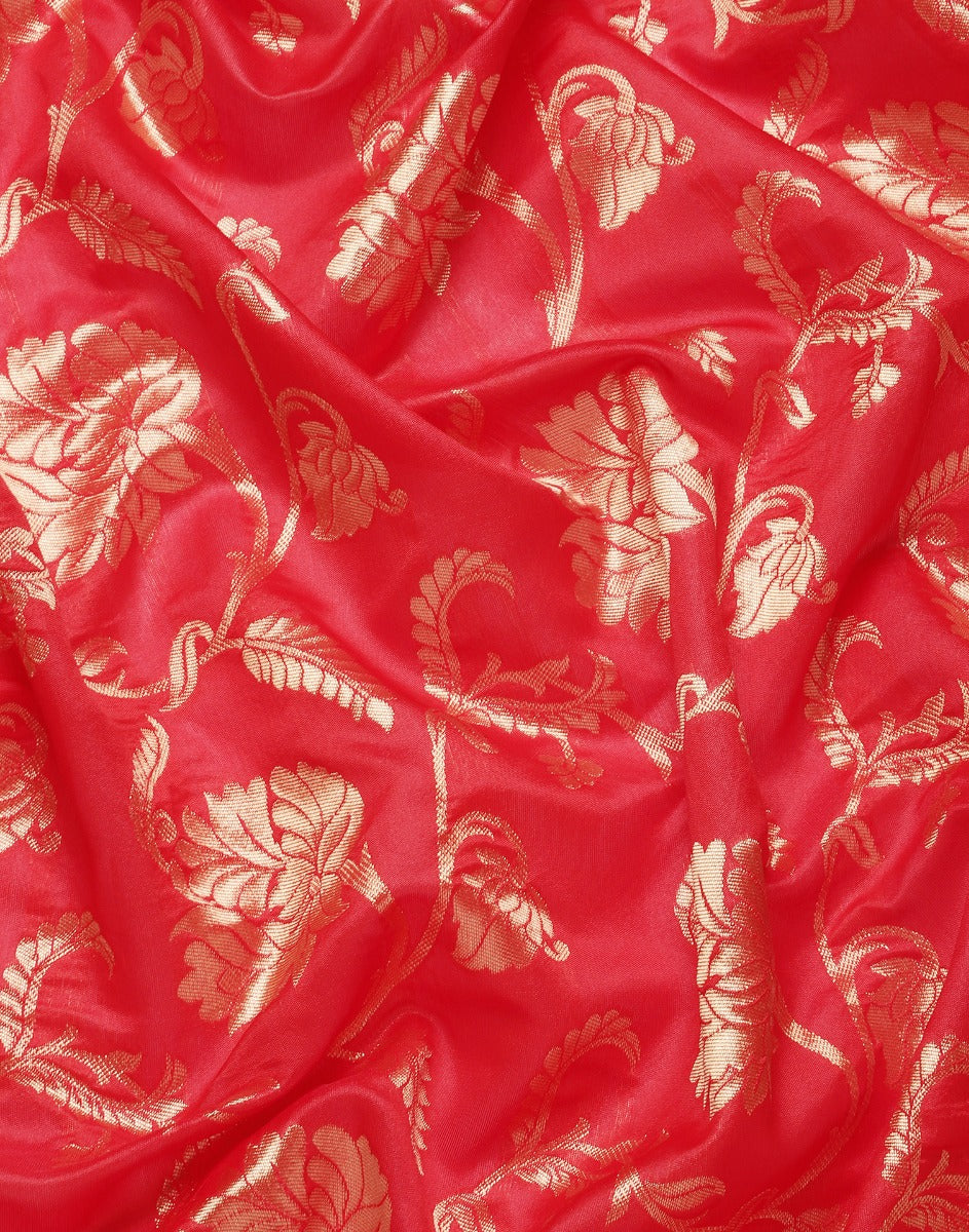 Red And Golden Banarasi Jacquard Saree | Sudathi
