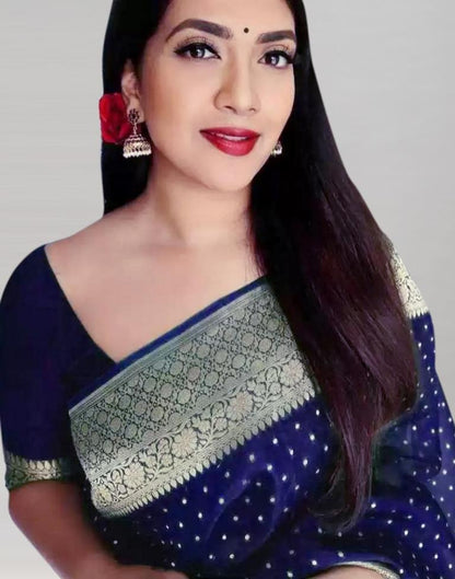Navy Blue Weaving Silk Saree