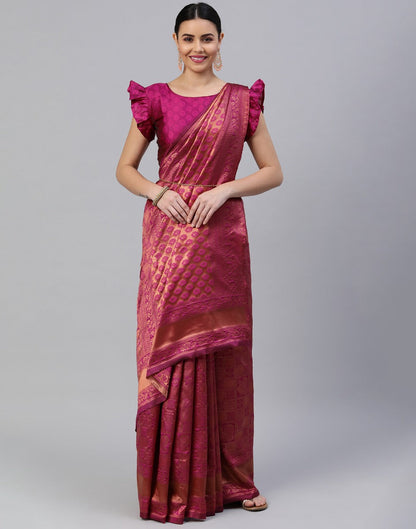 Magenta Banarasi Silk Saree | Sudathi
