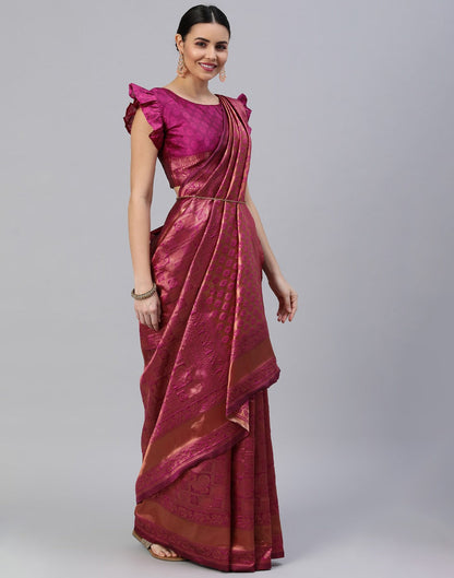 Magenta Banarasi Silk Saree | Sudathi