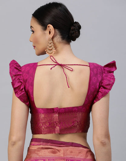 Magenta Banarasi Silk Saree | Sudathi