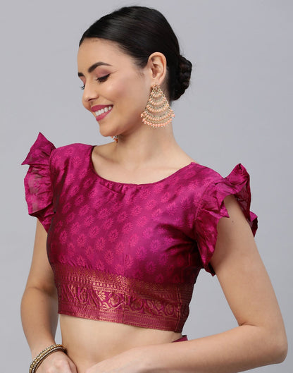 Magenta Banarasi Silk Saree | Sudathi