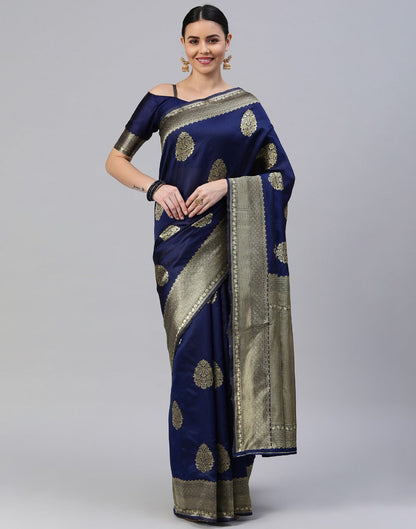 Navy Blue Banarasi Silk Saree | Sudathi