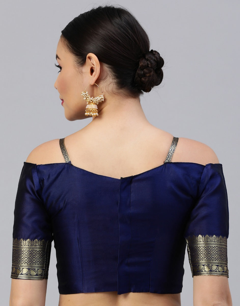 Navy Blue Banarasi Silk Saree | Sudathi