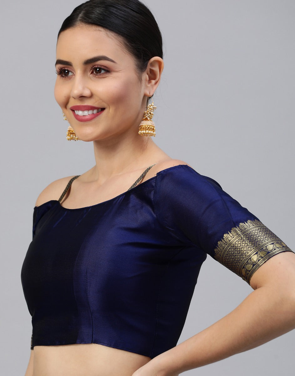 Navy Blue Banarasi Silk Saree | Sudathi