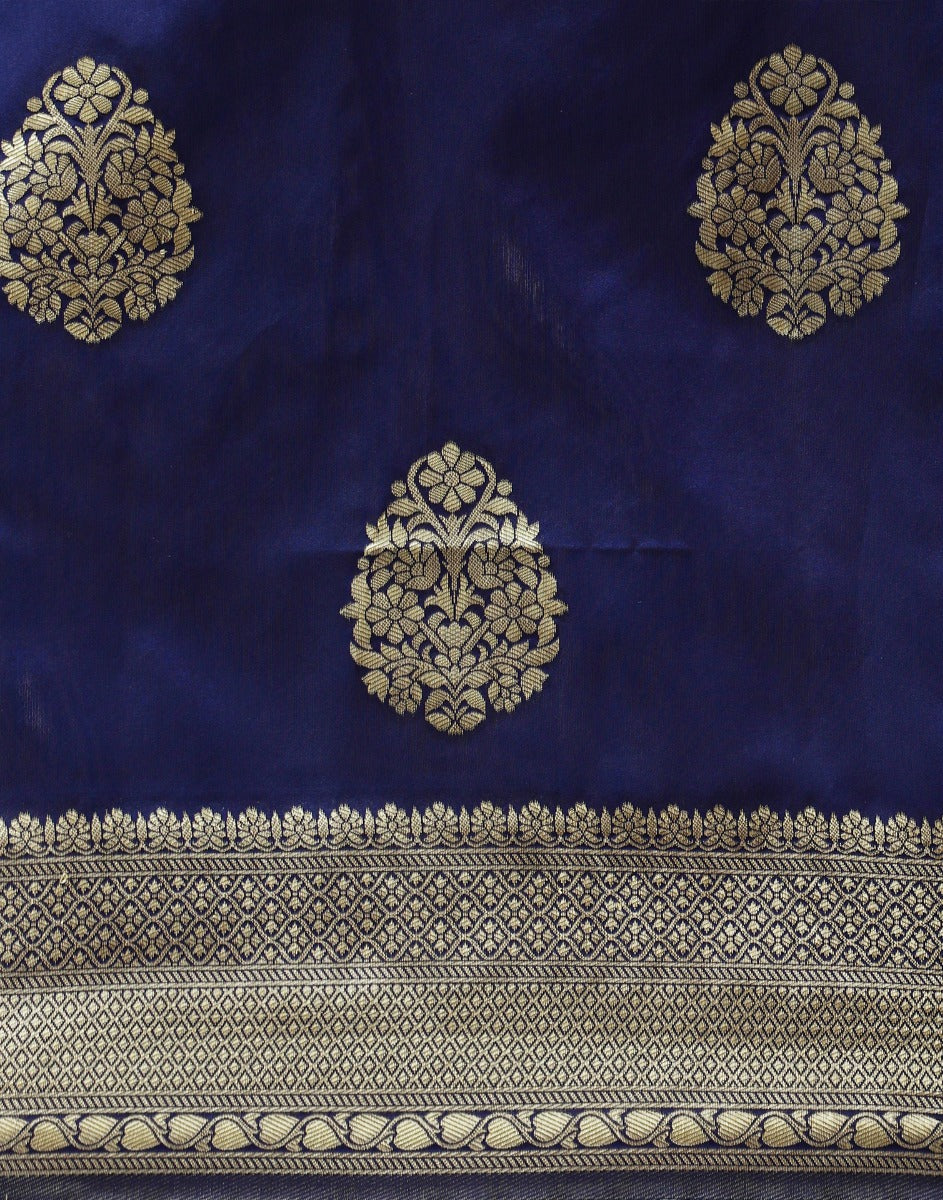 Navy Blue Banarasi Silk Saree | Sudathi