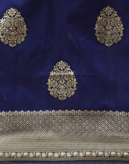 Navy Blue Banarasi Silk Saree | Sudathi
