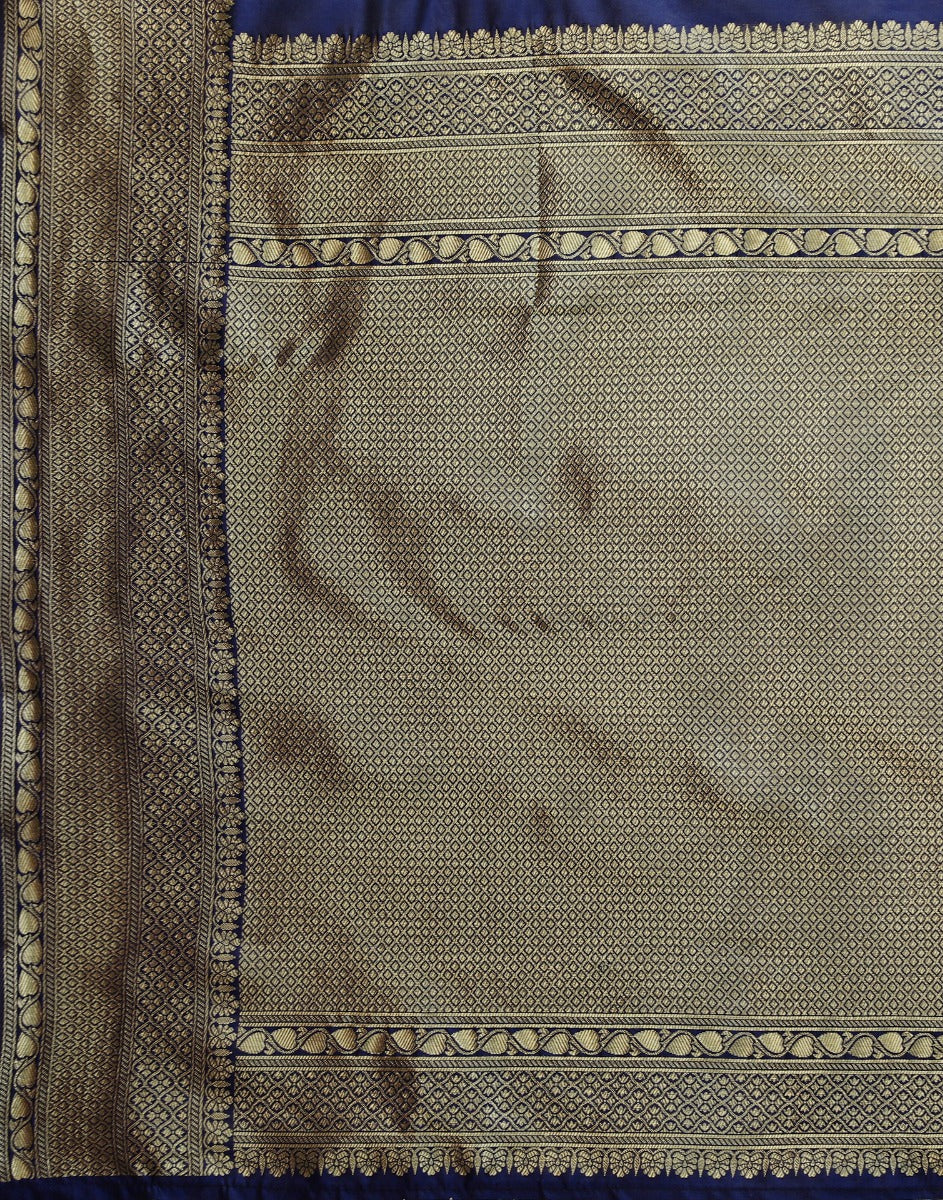 Navy Blue Banarasi Silk Saree | Sudathi