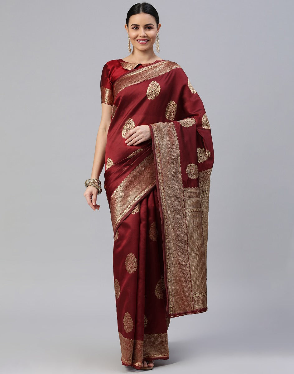 Maroon Banarasi Silk Saree | Sudathi