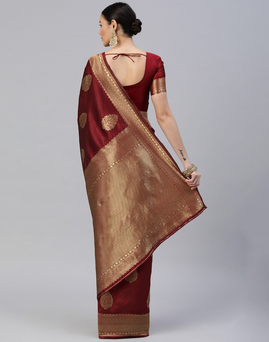 Maroon Banarasi Silk Saree | Sudathi