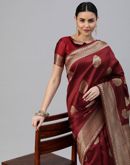 Maroon Banarasi Silk Saree | Sudathi