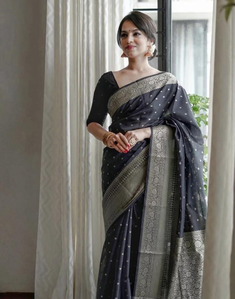 Black Banarasi Silk Saree | Sudathi