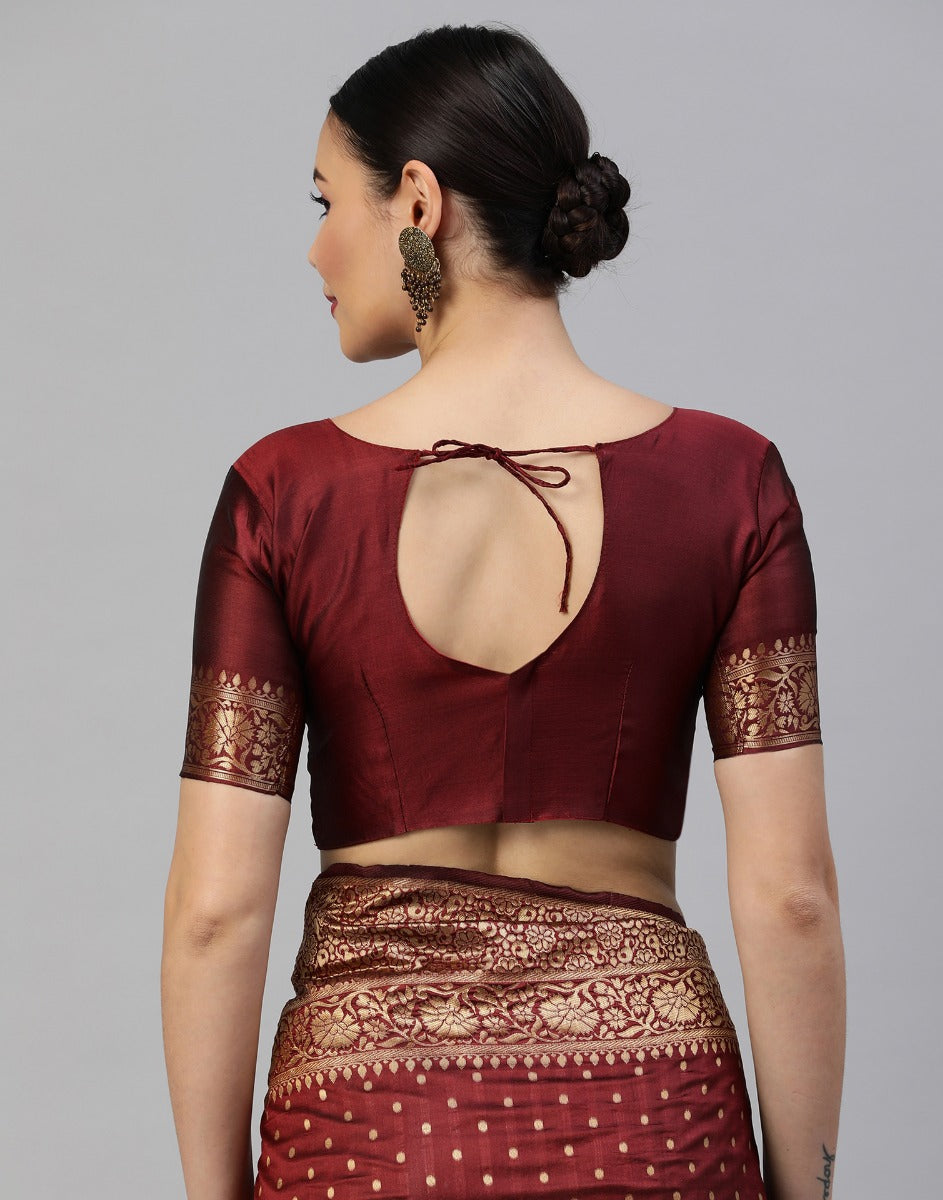 Maroon Banarasi Silk Saree | Sudathi