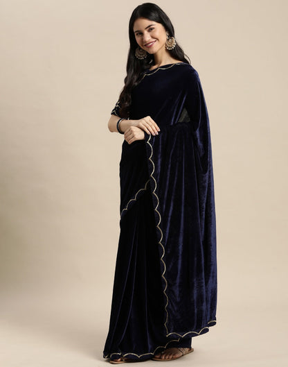Blue Velvet Saree | Sudathi