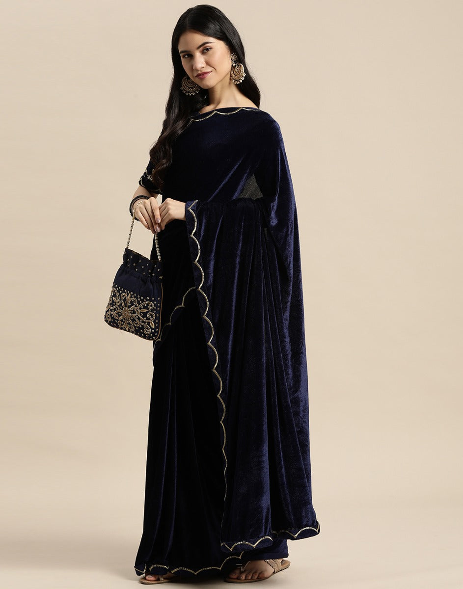 Blue Velvet Saree | Sudathi