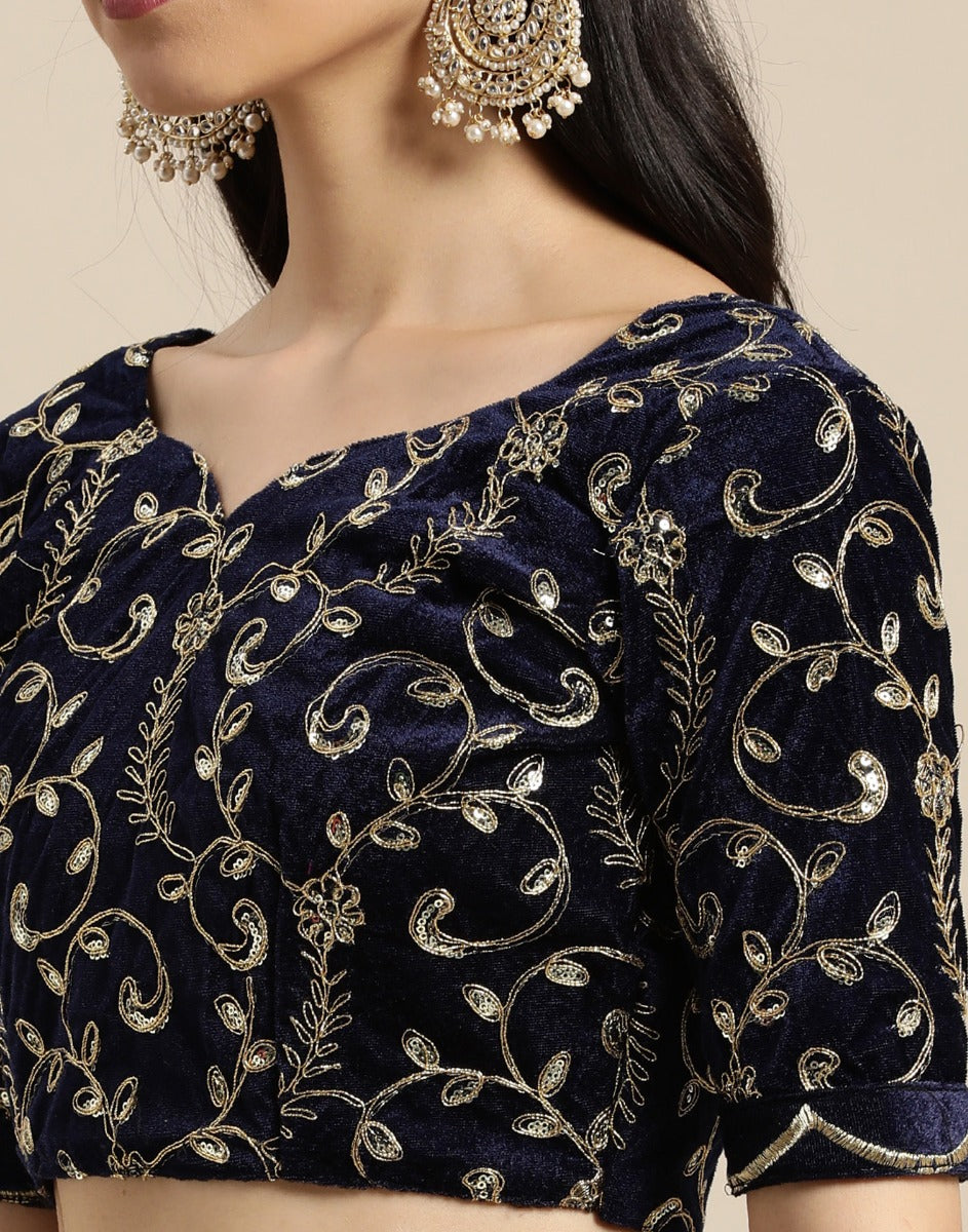 Blue Velvet Saree | Sudathi