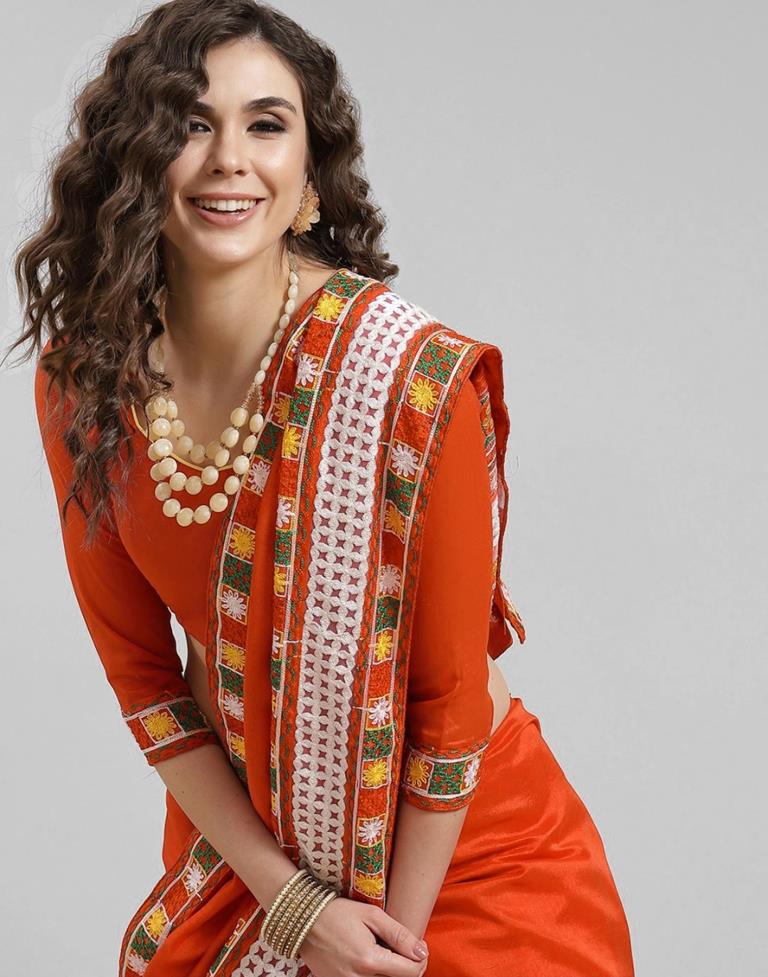 Orange Silk Saree | Leemboodi
