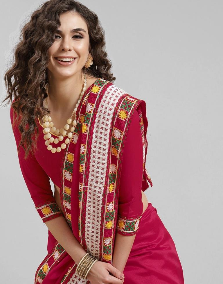 Dark Pink Silk Saree | Leemboodi