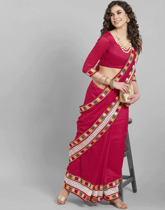 Dark Pink Silk Saree | Leemboodi