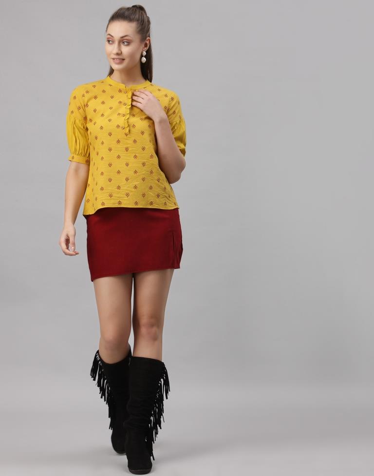 Yellow Printed Top | Sudathi