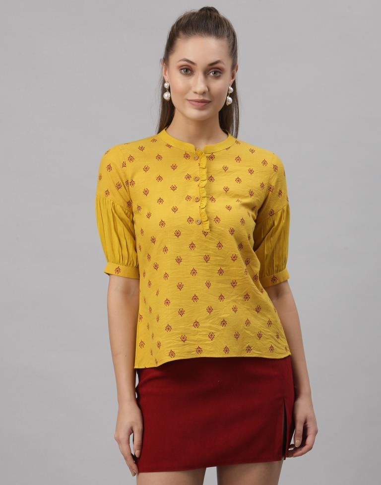 Yellow Printed Top | Sudathi