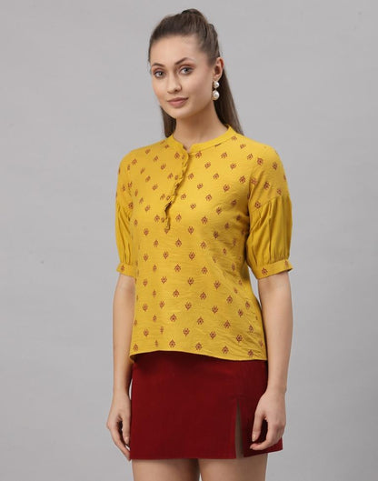 Yellow Printed Top | Sudathi