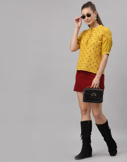 Yellow Printed Top | Sudathi